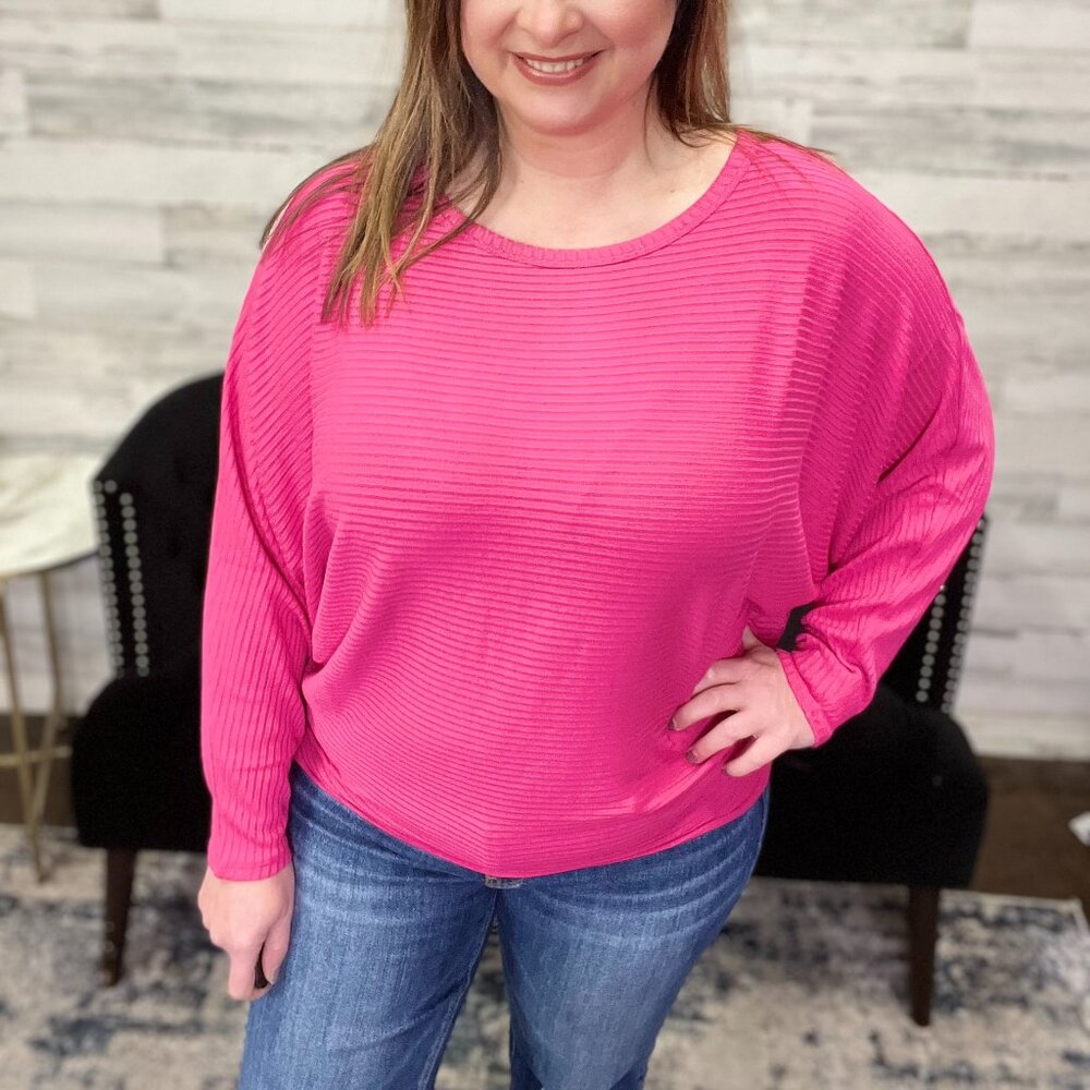 Zenana Brand dolman long sleeve ribbed top